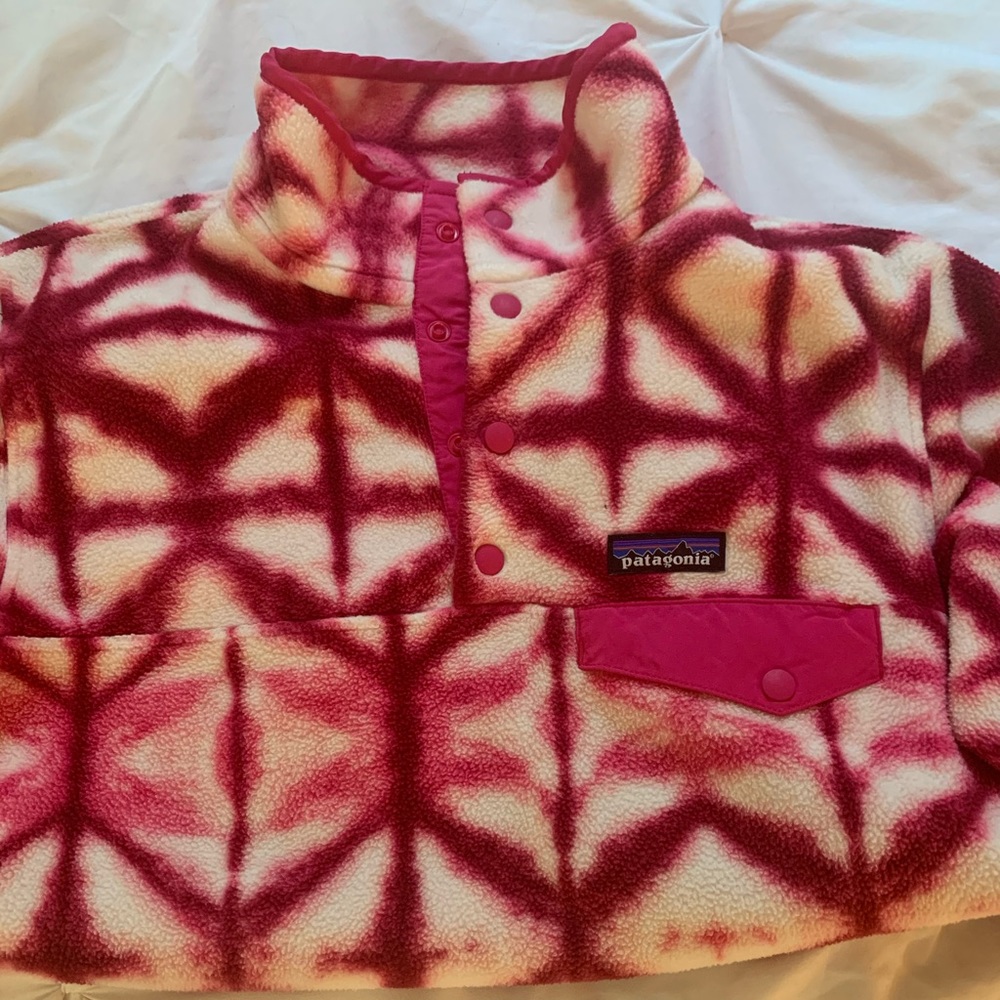 Exclusive pink tie dye synchilla Patagonia